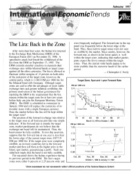 The Lira: Back in the Zone Panel Was Frequently Below the Lower Edge of the Band