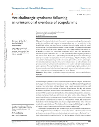 Anticholinergic Syndrome Following an Unintentional Overdose of Scopolamine
