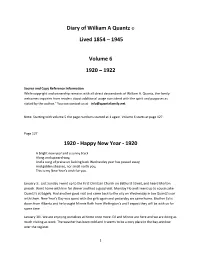 Diary of William a Quantz © Lived 1854 – 1945