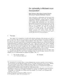 On Optionality in Mohawk Noun Incorporation