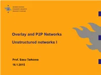 Overlay and P2P Networks Unstructured Networks I