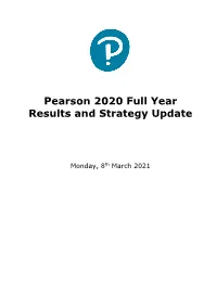 Pearson 2020 Full Year Results and Strategy Update