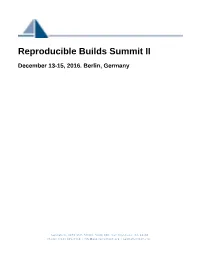 Reproducible Builds Summit II