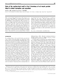 Role of the Cystine-Knot Motif at the C-Terminus of Rat Mucin Protein Muc2 in Dimer Formation and Secretion Sherilyn L