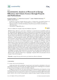 Scientometric Analysis of Research in Energy Efficiency and Citizen