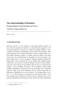 The Intermediality of Emotion Representations of Emotionality and Fear in Youtube Vlogs and Beyond