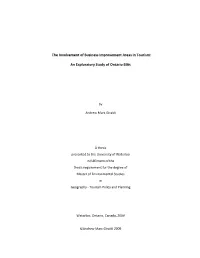 The Involvement of Business Improvement Areas in Tourism: An