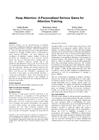 A Personalized Serious Game for Attention Training