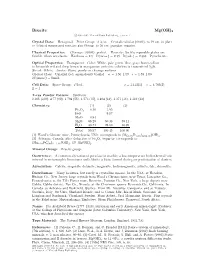 Brucite Mg(OH)2 C 2001-2005 Mineral Data Publishing, Version 1