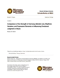 Comparison of the Strength of Harmony, Melodic Line, Rhythmic Variation, and Expressive Elements in Influencing Emotional Judgment in Music