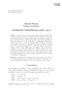 CONNEXIVE CONDITIONAL LOGIC. Part I