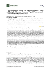 Current Evidence on the Efficacy of Gluten-Free Diets in Multiple