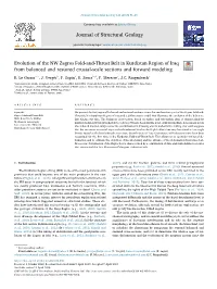 Evolution of the NW Zagros Fold-And-Thrust Belt in Kurdistan Region of Iraq from Balanced and Restored Crustal-Scale Sections and Forward Modeling T