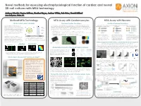 Novel Methods for Assessing Electrophysiological Function of Cardiac and Neural 3D Cell Cultures with MEA Technology
