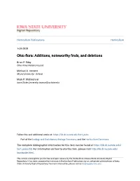 Ohio Flora: Additions, Noteworthy Finds, and Deletions