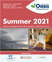 Summer 2021 Lectures, Technology, Health & Wellness Programs, Volunteering, & More!