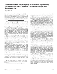 The Natural Giant Sequoia (Sequoiadendron Giganteum) Groves of the Sierra Nevada, California-An Updated Annotated List