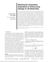 Modeling the Temperature Dependence of Tertiary Creep Damage of a Ni-Based Alloy