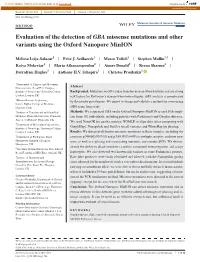 Evaluation of the Detection of GBA Missense Mutations and Other Variants Using the Oxford Nanopore Minion