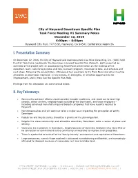 I. Presentation Summary II. Key Takeaways