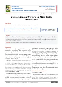 Interoception: an Overview for Allied Health Professionals