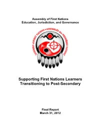 Support First Nations Learners Transitioning to Post-Secondary Education