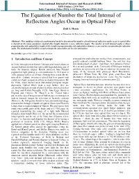 The Equation of Number the Total Internal of Reflection Angles Occur in Optical Fiber