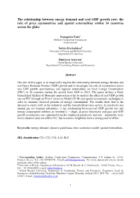 The Relationship Between Energy Demand and Real GDP Growth Rate: the Role of Price Asymmetries and Spatial Externalities Within 34 Countries Across the Globe