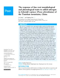 The Response of Fine Root Morphological and Physiological Traits to Added Nitrogen in Schrenk's Spruce