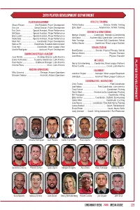 2019 Player Development Department