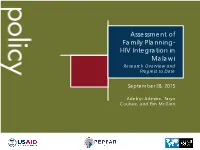 Assessment of FP-HIV Integration in Malawi