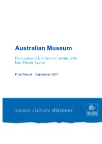 Description of Key Species Groups in the East Marine Region