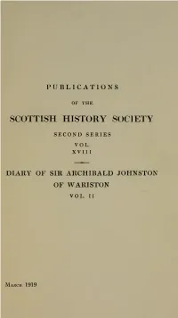 Diary of Sir Archibald Johnston of Wariston 1650