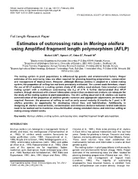 Estimates of Outcrossing Rates in Moringa Oleifera Using Amplified Fragment Length Polymorphism (AFLP)