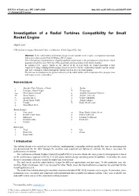 Investigation of a Radial Turbines Compatibility for Small Rocket Engine