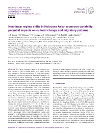 Non-Linear Regime Shifts in Holocene Asian Monsoon Variability: Potential Impacts on Cultural Change and Migratory Patterns