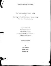 NORTHERN ILLINOIS UNIVERSITY the Practical Experience Of