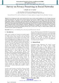 Survey on Privacy Preserving in Social Networks