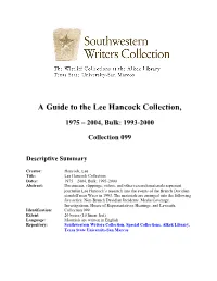 A Guide to the Lee Hancock Collection