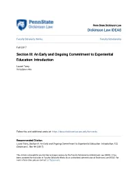 An Early and Ongoing Commitment to Experiential Education: Introduction