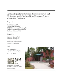 Cultural Resources Survey of the Melrose Drive Extension