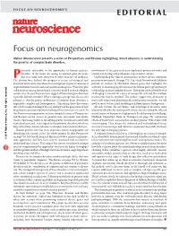 FOCUS on NEUROGENOMICS Editorial
