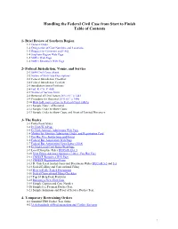 Handling the Federal Civil Case from Start to Finish Table of Contents