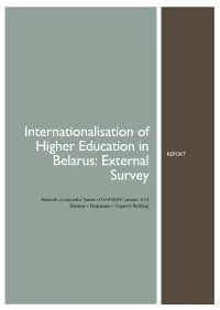 Internationalisation of Higher Education in Belarus: External Survey