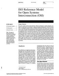 ISO Reference Model for Open Systems Interconnection (OSI)