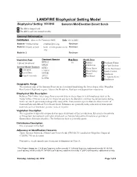LANDFIRE Biophysical Setting Model Biophysical Setting 1510910 Sonoran Mid-Elevation Desert Scrub