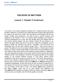 Lesson 7 - Matthew 3