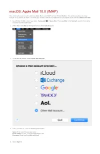 Macos: Apple Mail 10.0 (IMAP)