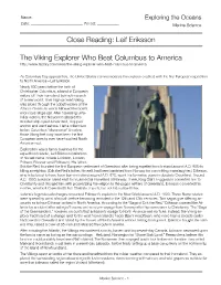 Close Reading: Leif Eriksson