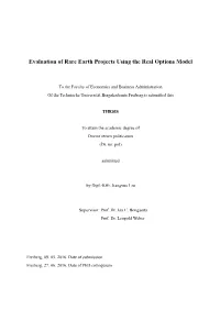 Evaluation of Rare Earth Projects Using the Real Options Model